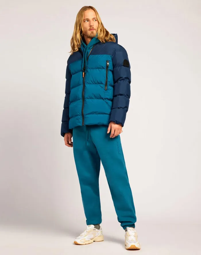 Sundek 200 Gr Hooded Padded Jacket Dark Teal 01 Man Jackets