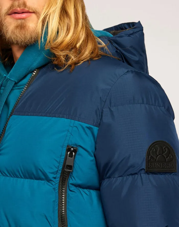 Sundek 200 Gr Hooded Padded Jacket Dark Teal 01 Man Jackets