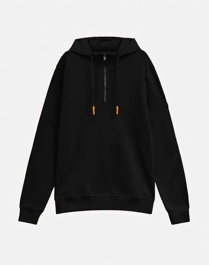 Sundek 34 Zipper Hooded Sweatshirt Black Man Sweatshirts