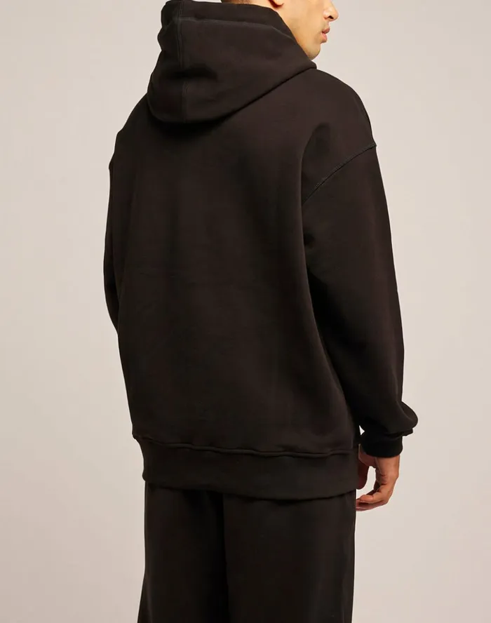 Sundek Brushed Hooded Sweatshirt Black Man Sweatshirts