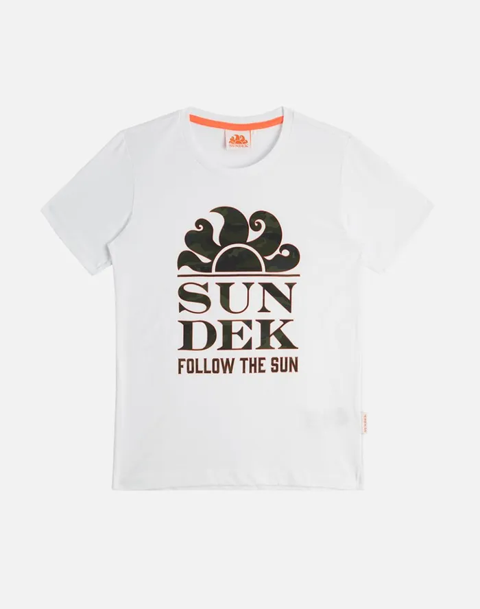 Sundek Camo Print Mini New Logo Crew Neck TShirt White ManBoy Mini Me