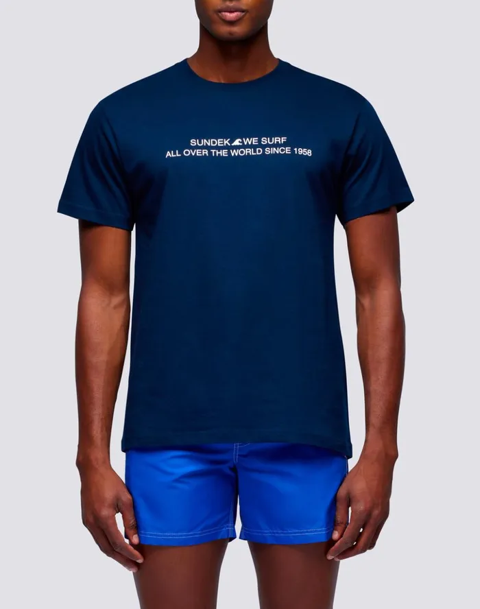 Sundek Capsule Flag Cotton Man039s TShirt Navy Man Tshirts