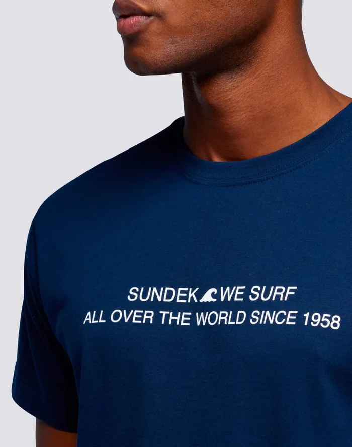 Sundek Capsule Flag Cotton Man039s TShirt Navy Man Tshirts