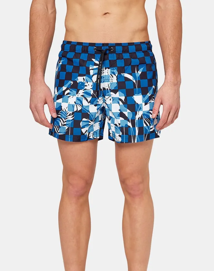 Sundek Checkleaf Print Short Swim Shorts Ocean Man Prints