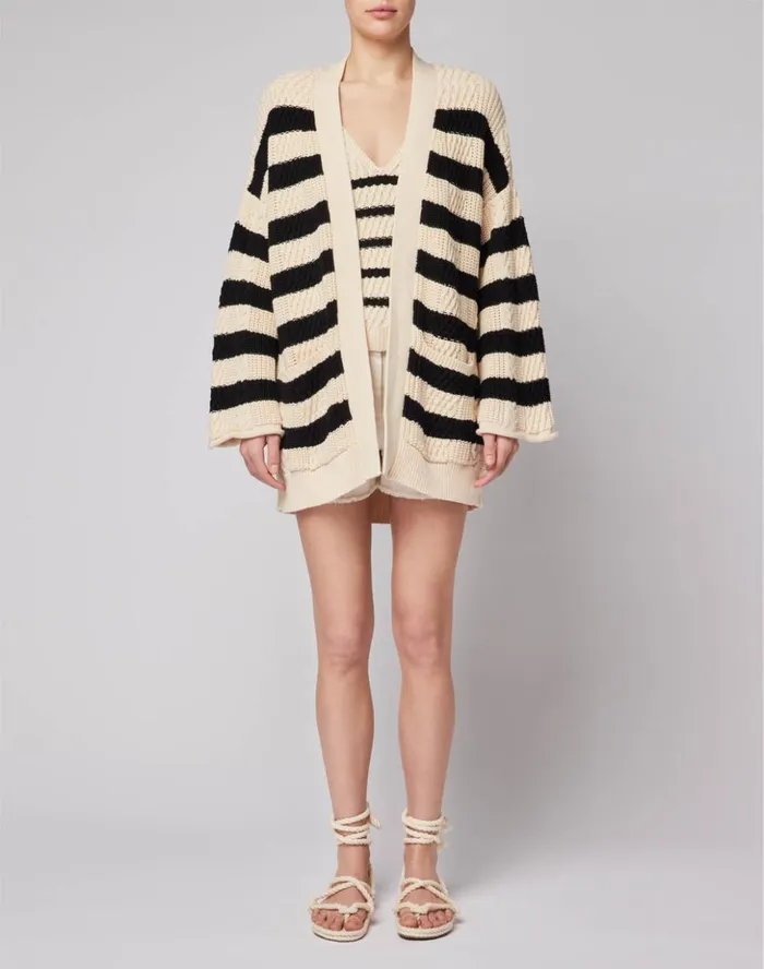 Sundek Combed Cotton Striped Cardigan Calla 01 Woman Knitwear