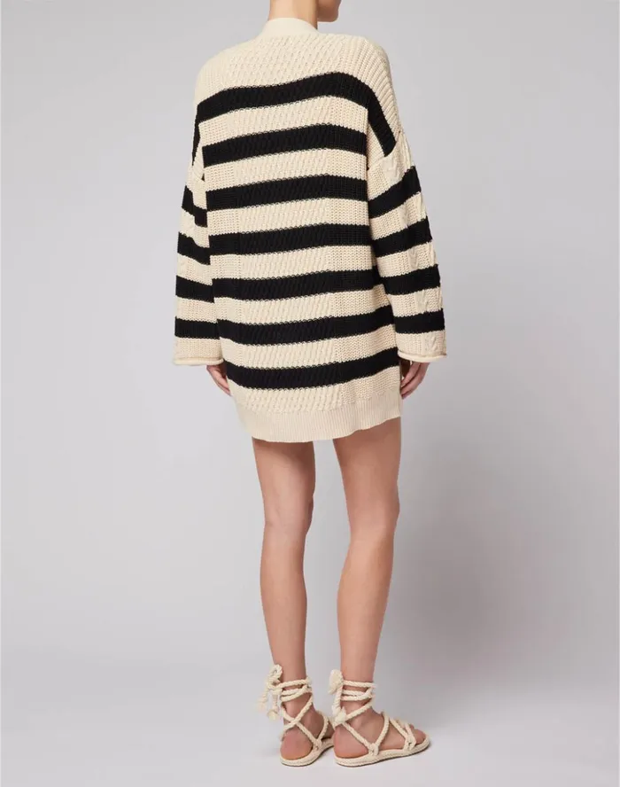 Sundek Combed Cotton Striped Cardigan Calla 01 Woman Knitwear