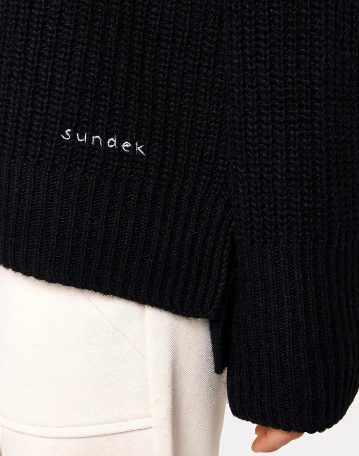 Sundek Crew Neck Jumper Black Woman Knitwear