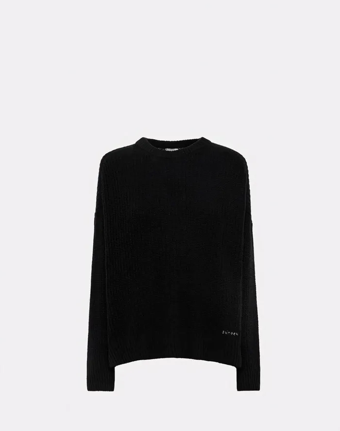 Sundek Crew Neck Jumper Black Woman Knitwear