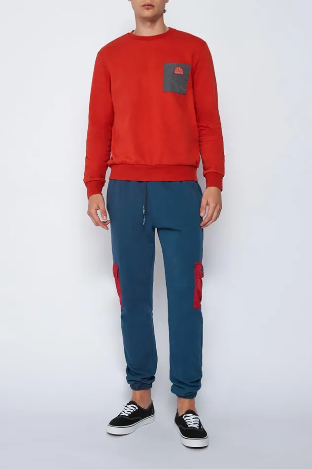 Sundek CrewNeck Sweatshirt With Pocket Persimmons 01 Man Sweatshirts