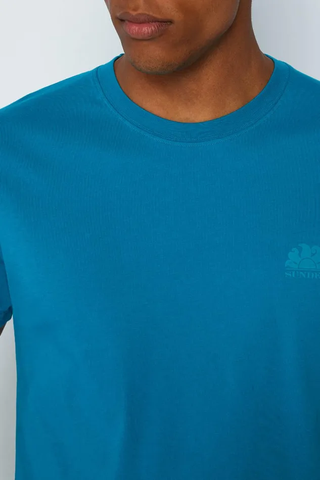 Sundek Crew Neck TShirt With Logo Chromis Man Tshirts