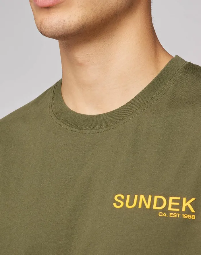 Sundek Crew Neck TShirt With Logo Dk Ar Green 01 Man Tshirts