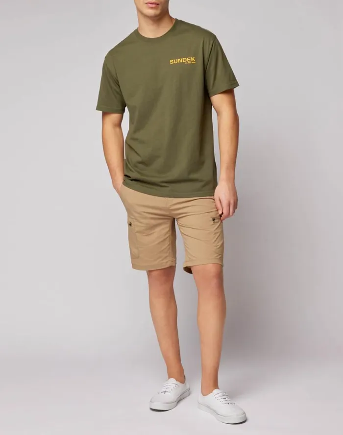 Sundek Crew Neck TShirt With Logo Dk Ar Green 01 Man Tshirts