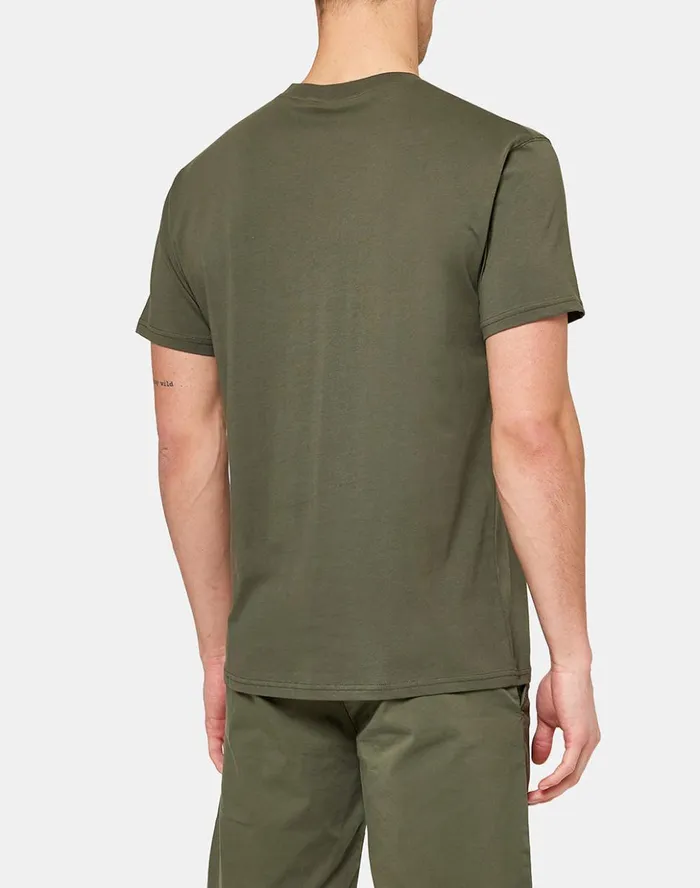 Sundek Crew Neck TShirt With Printed Logo Dark Ar Green 02 Man Tshirts