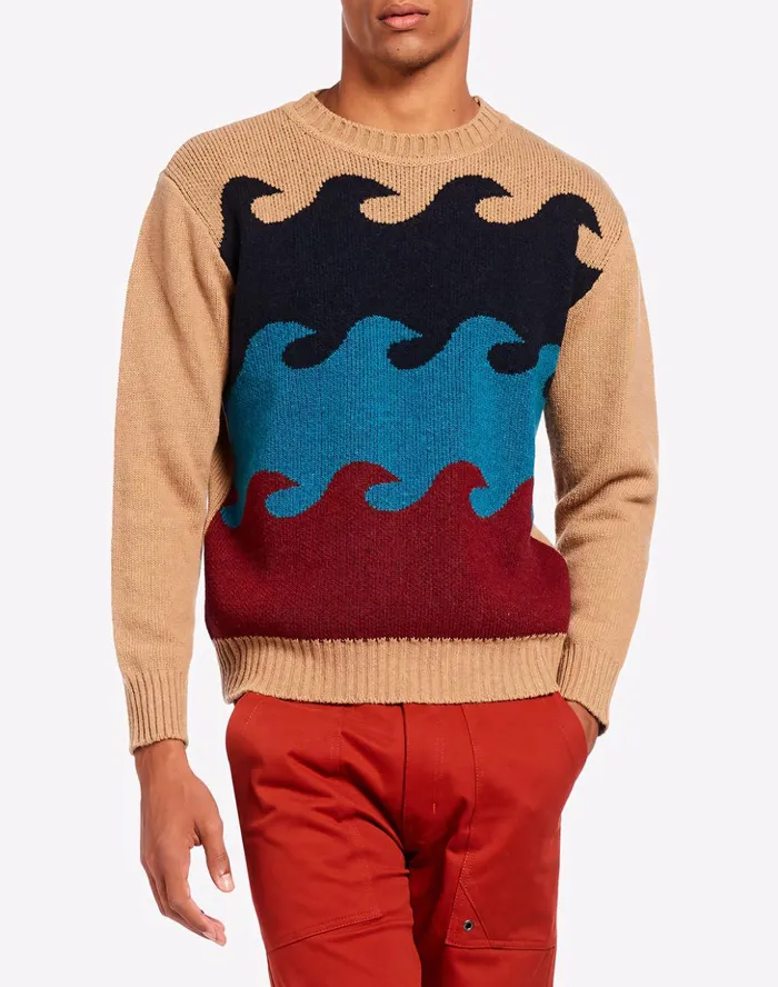 Sundek Crew Neck Wave Jumper Ginger 01 Man Knitwear