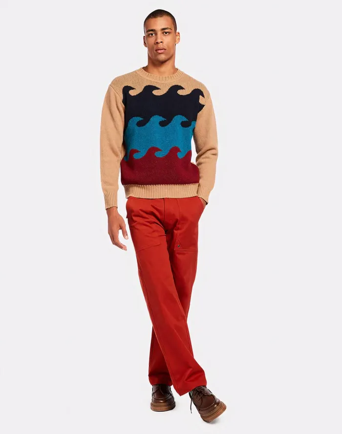 Sundek Crew Neck Wave Jumper Ginger 01 Man Knitwear
