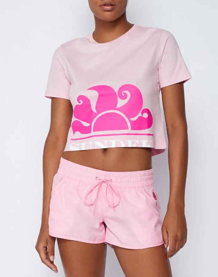 Sundek Cropped TShirt Quartz Pink 01 Woman Tshirts and Tops