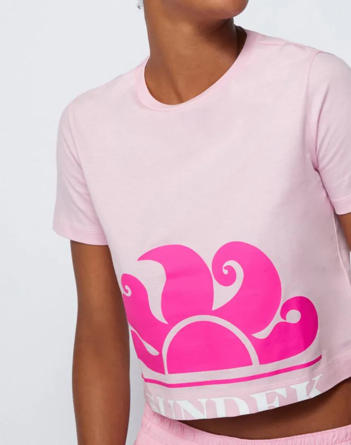 Sundek Cropped TShirt Quartz Pink 01 Woman Tshirts and Tops
