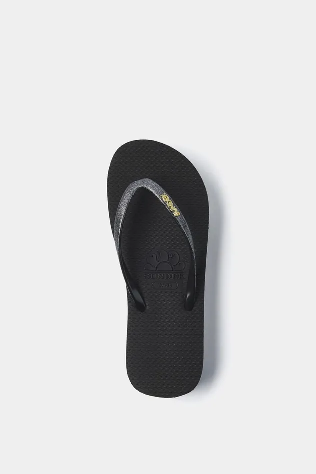 Sundek FlipFlops With Glitter And High Sole Black Woman Sandals And Flipflops
