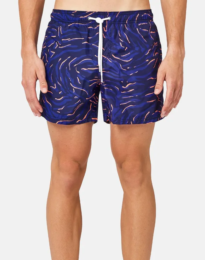 Sundek Hidden Pard Print Elasticated Waist Swimshorts True Blue Man Prints