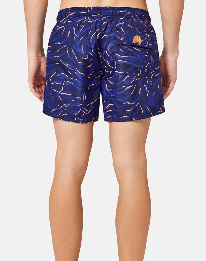 Sundek Hidden Pard Print Elasticated Waist Swimshorts True Blue Man Prints