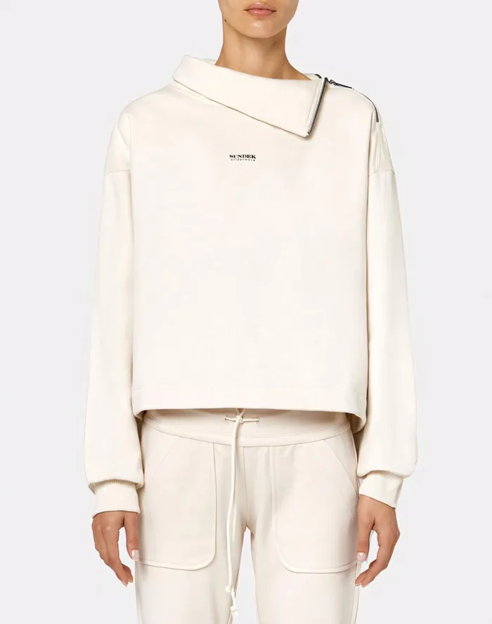 Sundek High Neck Sweatshirt Sesame Woman Sweatshirts