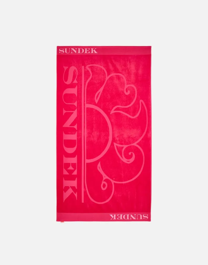 Sundek Jacquard Beach Towel With Logo Hibiscus Man Towels