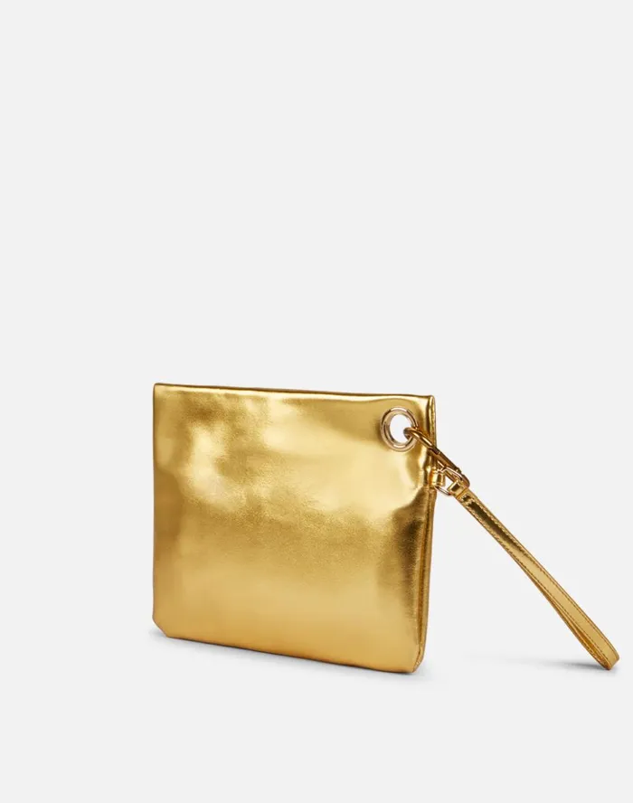 Sundek Laminated Clutch Bag With Logo Gold Woman Bags