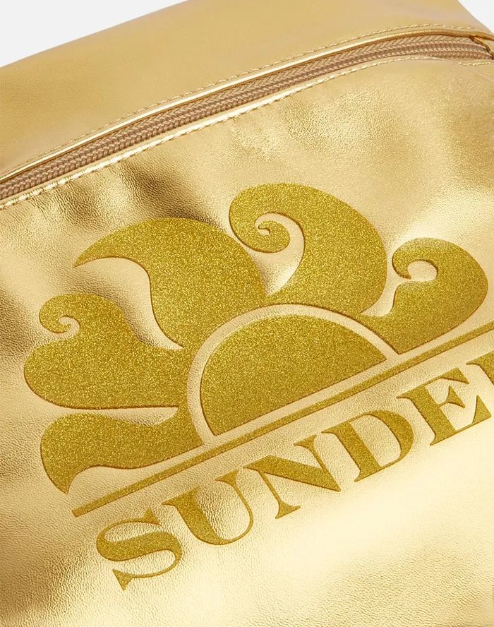 Sundek Laminated Clutch Bag With Logo Gold Woman Bags