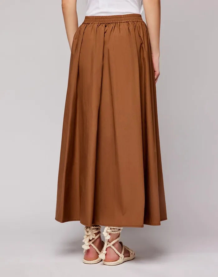 Sundek Long Skirt In Poplin Cotton Raw Wood Woman Skirts