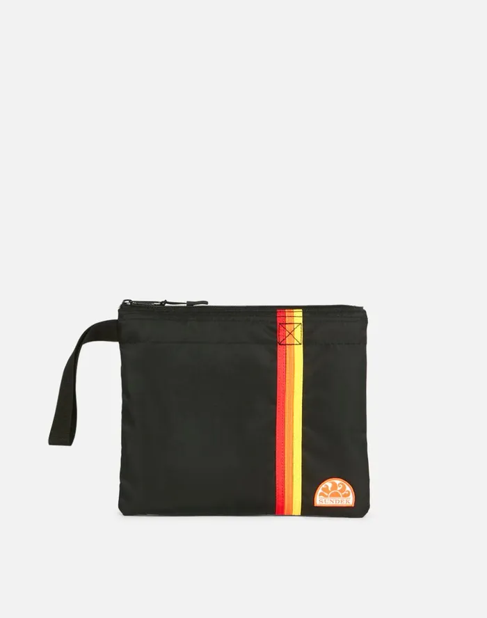 Sundek Ludwig 8211 Clutch Bag With Rainbow Details Black 02 Man Travel Pouches