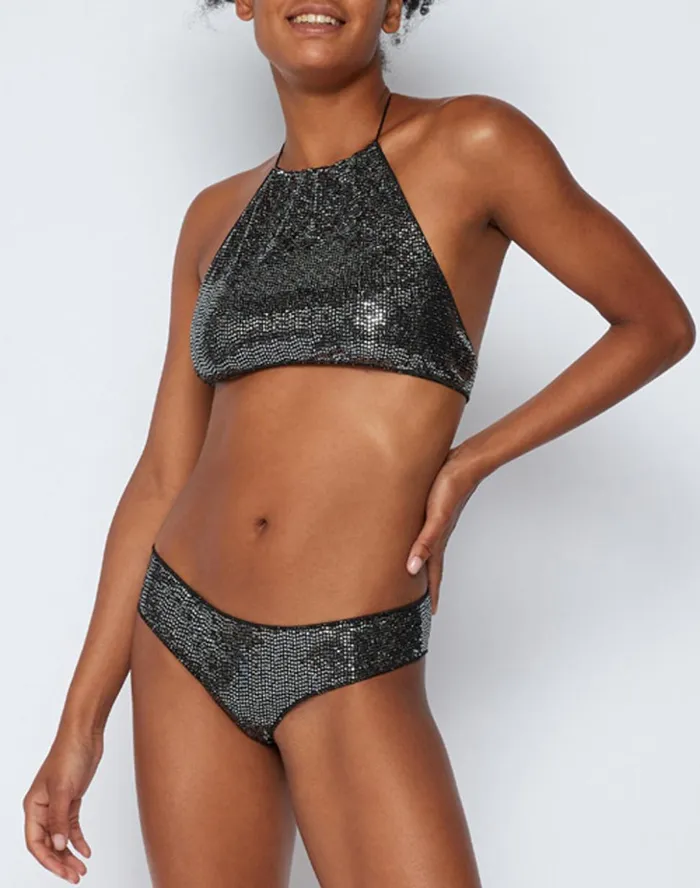 Sundek Marisol Sequinned Briefs Black Woman Solid Color Bikini