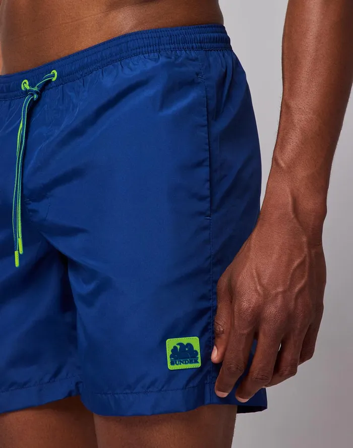 Sundek Medium Elasticated Waist Light Poly Swimshorts Electroblue 01 Man Solid Colour