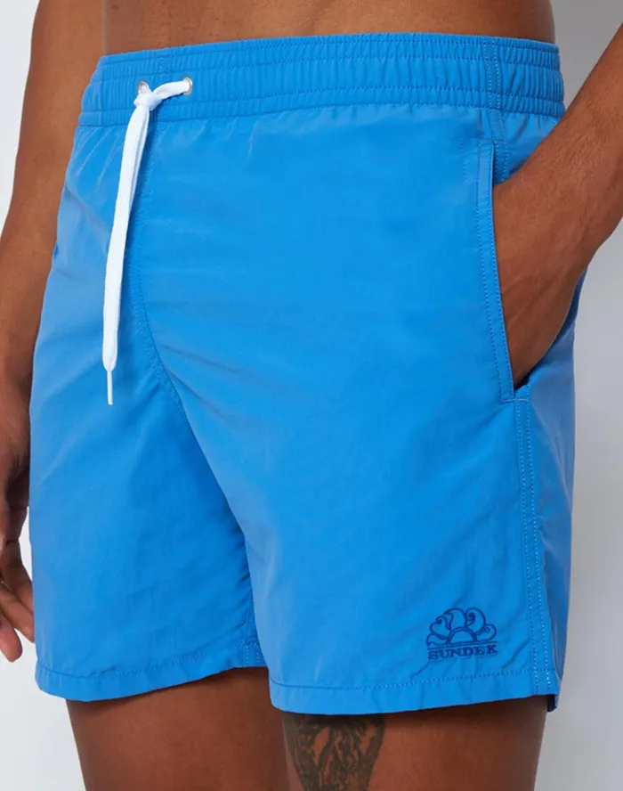 Sundek MidLength Swim Shorts With An Elasticated Waistband Dusk Blue Man Solid Colour