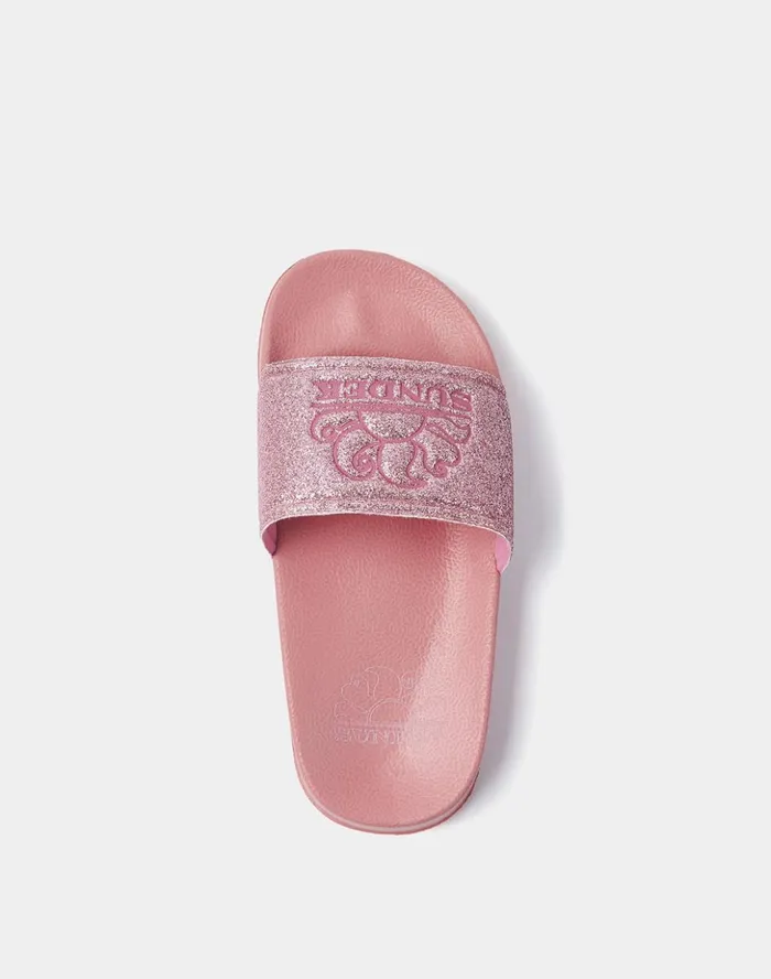 Sundek Mini Hanalei 8211 Glitter Effect Slides Quartz Pink Girl Sandals And Flipflops