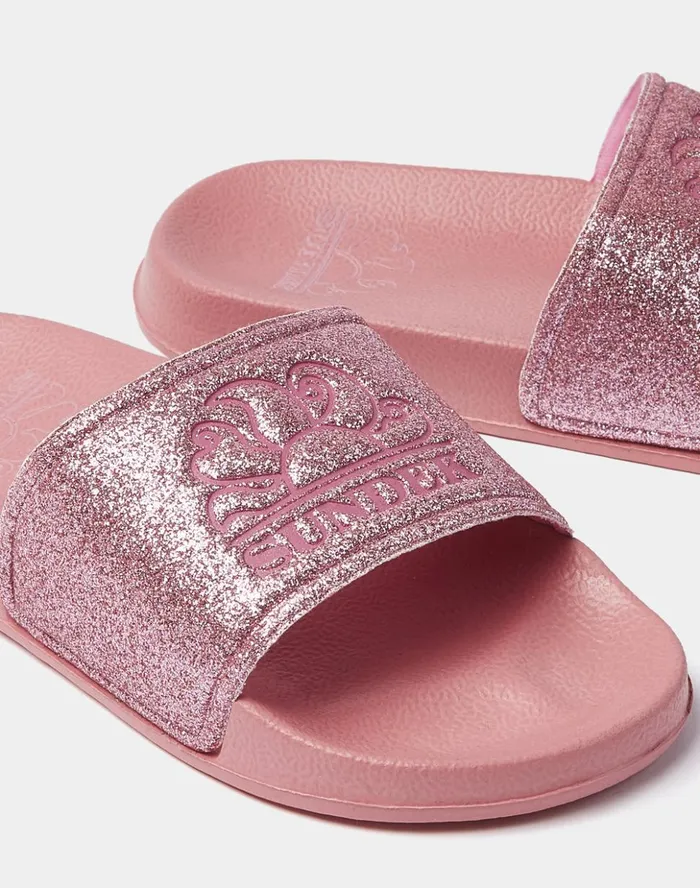 Sundek Mini Hanalei 8211 Glitter Effect Slides Quartz Pink Girl Sandals And Flipflops