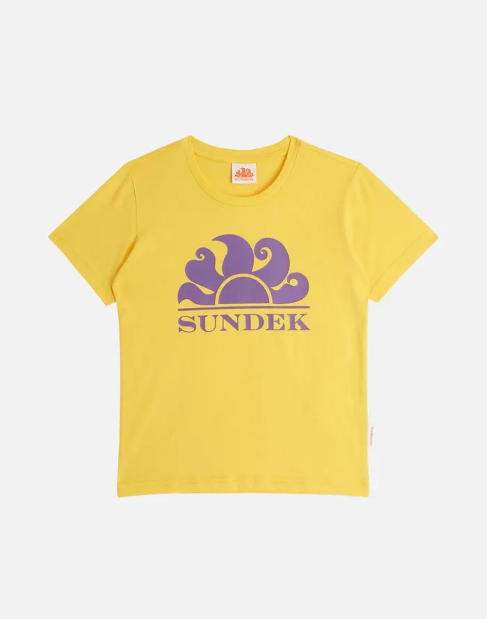 Sundek Mini New Simeon Logo Crew Neck TShirt Summer Yellow 01 ManBoy Mini Me