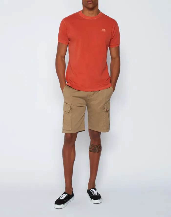 Sundek New Day Crew Neck TShirt With Logo Persimmons 01 Man Tshirts