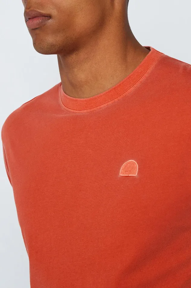 Sundek New Day Crew Neck TShirt With Logo Persimmons 01 Man Tshirts