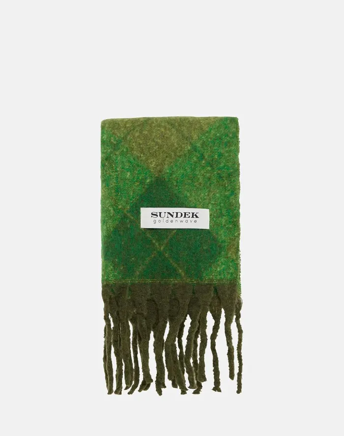 Sundek Oversized Argyle Scarf Sage Woman Scarves