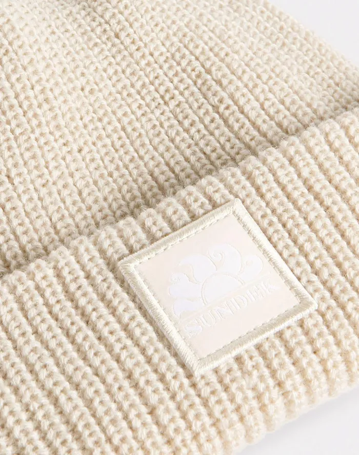 Sundek Rib Knitted Beanie Offwhite Woman Hats and Caps