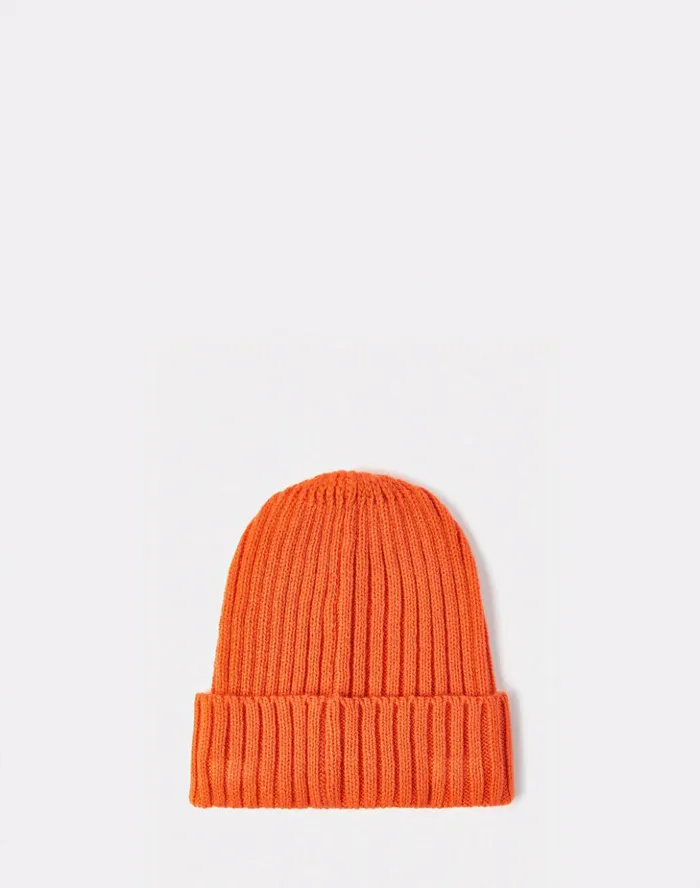 Sundek Rib Knitted Beanie Tango Orange Man Hats and Caps