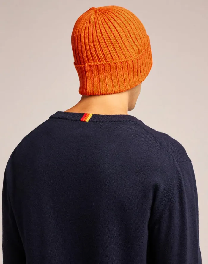 Sundek Rib Knitted Beanie Tango Orange Man Hats and Caps