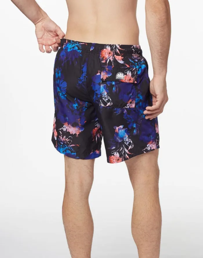 Sundek Short Elasticated Waist Swimsuit With Smoky Dream Print Black Man Prints