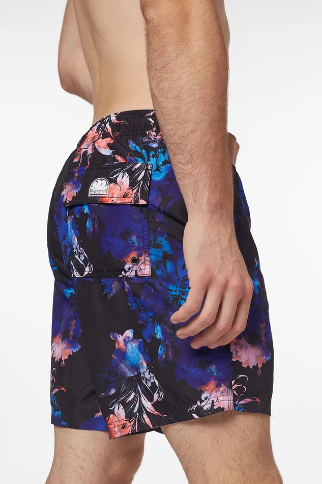 Sundek Short Elasticated Waist Swimsuit With Smoky Dream Print Black Man Prints