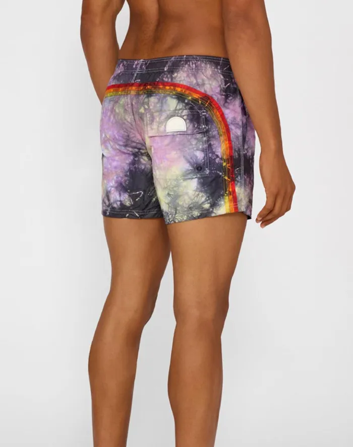 Sundek Short Swim Shorts With An Elasticated Waistband Black Navy Man Prints