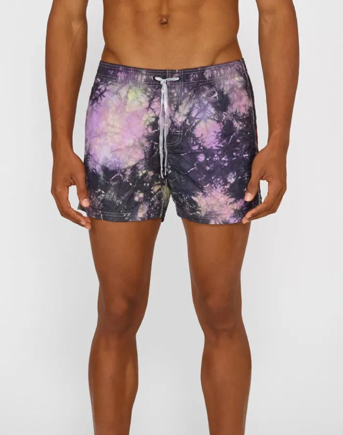 Sundek Short Swim Shorts With An Elasticated Waistband Black Navy Man Prints