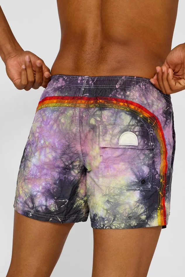 Sundek Short Swim Shorts With An Elasticated Waistband Black Navy Man Prints