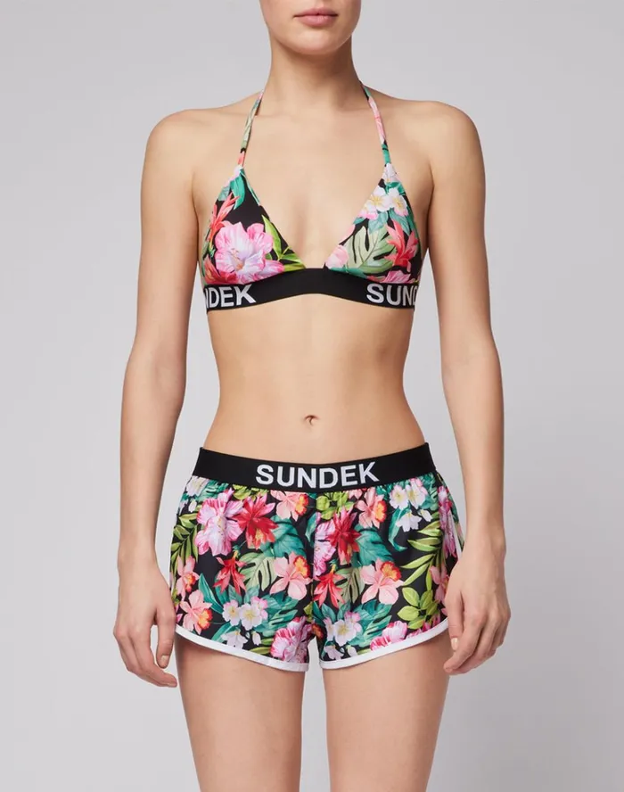Sundek Short Swim Shorts With An Elasticated Waistband Black Woman Shorts