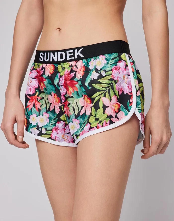 Sundek Short Swim Shorts With An Elasticated Waistband Black Woman Shorts