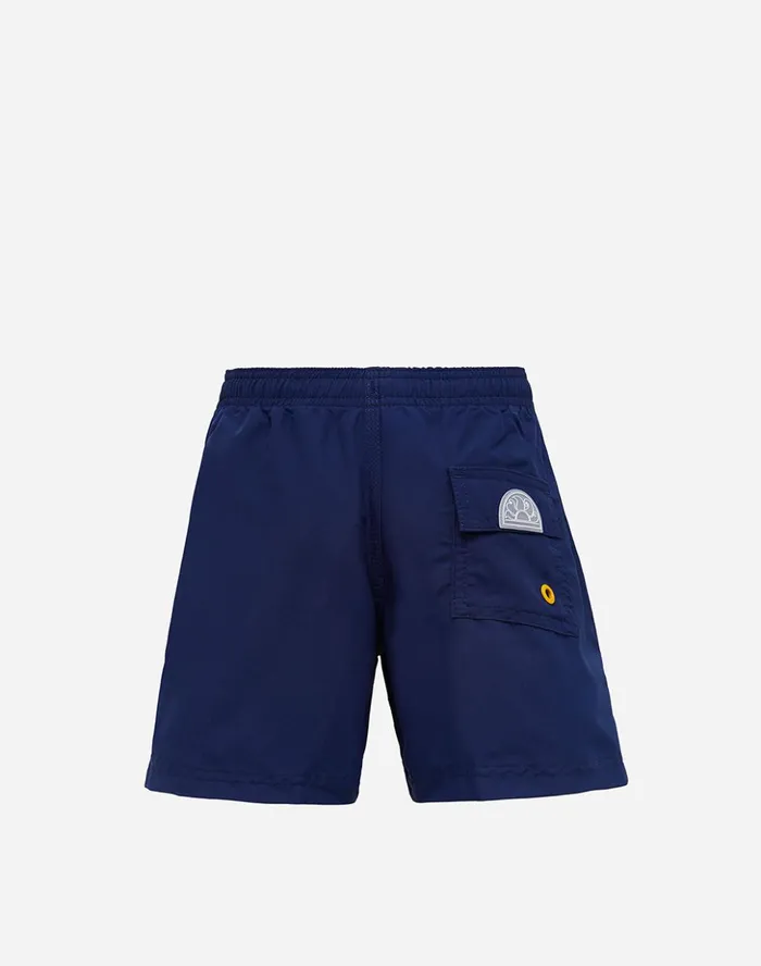 Sundek Short Swim Shorts With An Elasticated Waistband Blue Print 01 Boy Solid Colour